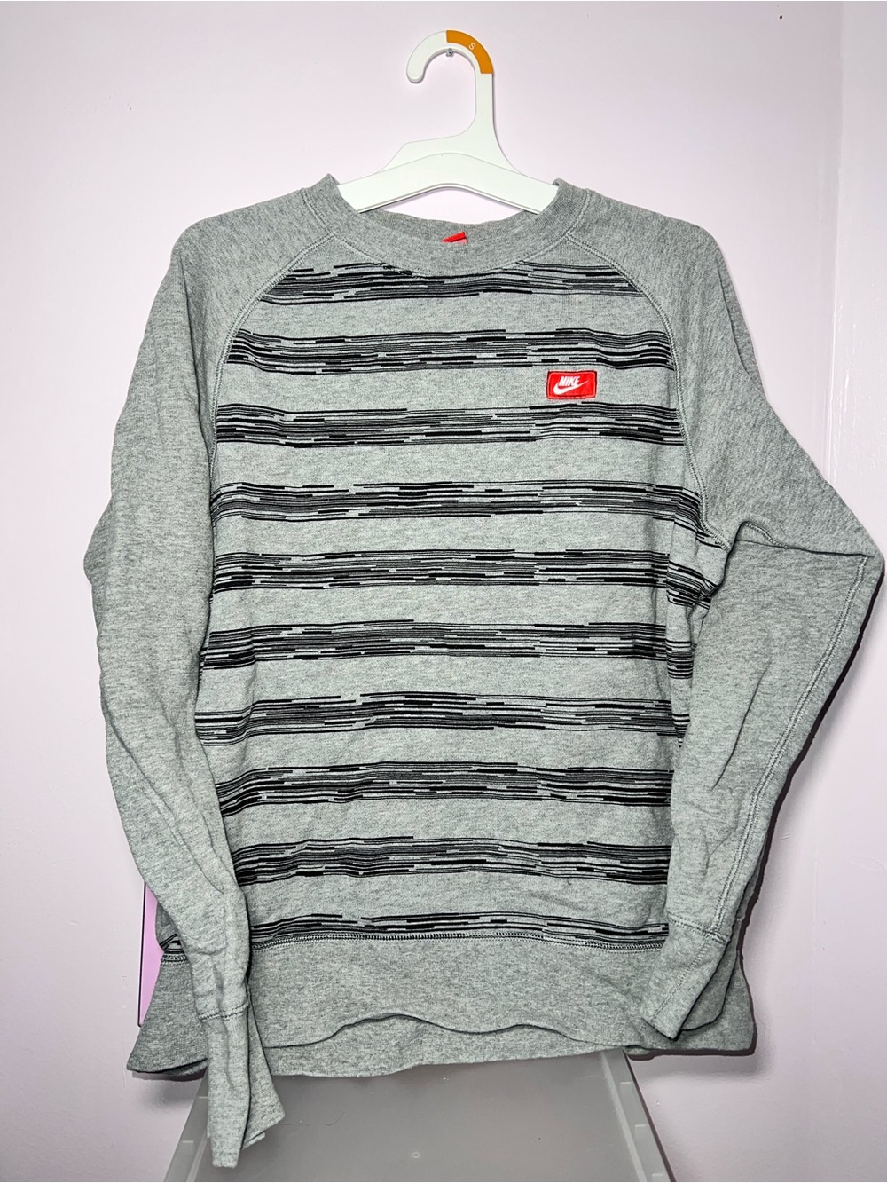 Nike Grey Striped Crewneck Sweatshirt
